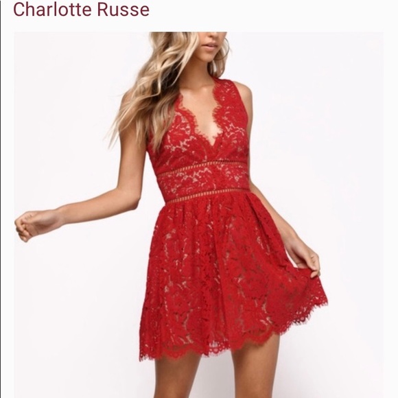 charlotte russe red lace dress
